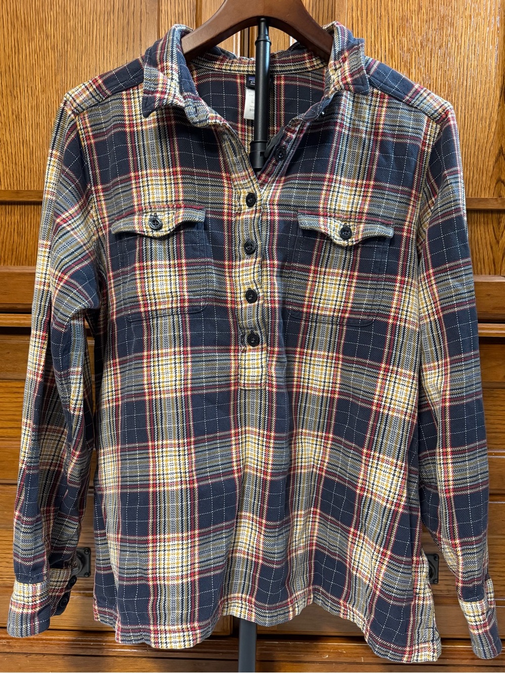 Patagonia Roustabout Plaid Flannel Shirt 54875 Organic Cotton Popover Henley